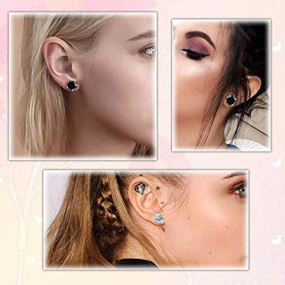YOFANST 6pcs-12pcs Stainless Steel Clear Black Zircon Ear Tunnels Clear CZ Ear Stretcher Expander Piercing Diamond Gauge Plugs Set 8g-5/8 inch - color: 4pcs, 00g(10mm)