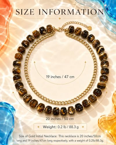 Chunky layered Beaded Necklaces for Women Boho Brown Resin Beads Choker Necklace Fashion Statement Summer Beach Jewelry Gift