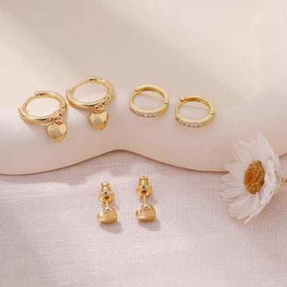 Gold Plated Earrings for Women, 14k Gold Plated Earring Stack Hypoallergenic Pearl Drop Earring Dainty Earrings for Women Trendy Cute Small Huggie Hoop Earring Fashion Womens Jewelry - color: SET24