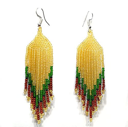 Handmade Native American Style Tribal ethnic Seed Bead Beaded Layered Medallion Necklace - color: Gold