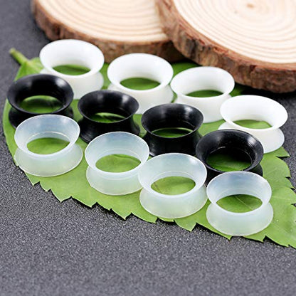 Cisyozi 10G-50mm Thin Silicone Gauges for Ear Flexible Double Flare Gauges Tunnels Expander Stretching Gauge Earlets Plugs Gauges Kit Earlets Retainer Same Sizes 3 Colors - style: 5/8Inch=16mm