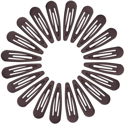 Small Hair Barrettes For Women No Slip Metal Snap Clips For Thin And Fine Hair,Matte Dark Brown,20 PCS,1.97 x 0.5 Inch. - color: Matte Dark Brown