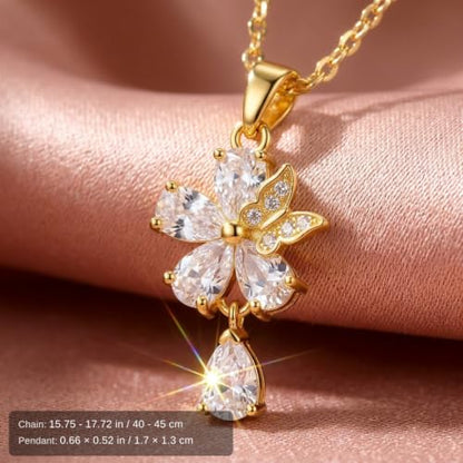 Gold Plated Whimsical & Nature Inspired Pendant Necklace for Women - 3D Charm Jewelry for Tea Lovers, Good Luck & Layering, Adjustable Chain