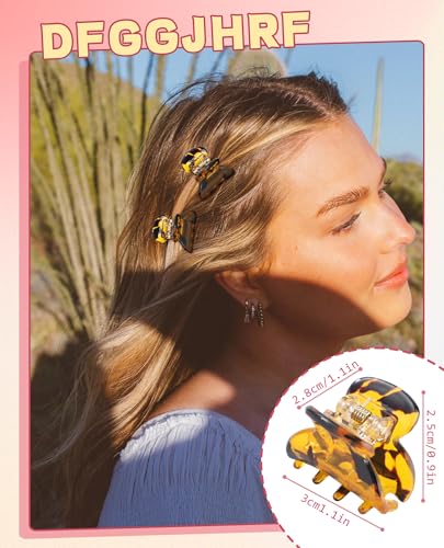 Molans 12 Pcs Small Hair Clips Mini Claw Jaw Clips Women Girls Thin Hair | Tiny Short Acrylic Cute Clips Non Slip Little Hair Accessories Clamps for Half Updo Styling Fine Hair Bangs Kids Toddlers - color: Black+Leopard