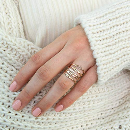 CAITLYNMINIMALIST 18K Gold Sterling Silver Name Ring Skinny Stackable Custom Name Ring Personalized Stacking Rings Gift for Bridesmaids