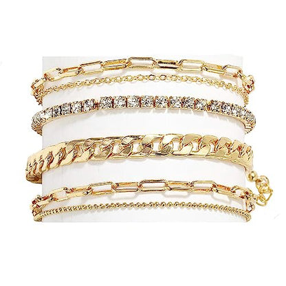 Nanafast 4-6PCS Ankle Bracelets Set for Women Gold Boho Beach Anklet Chain Adjustable Foot Jewelry for Women Extremely Simple Style - color: 4PCS