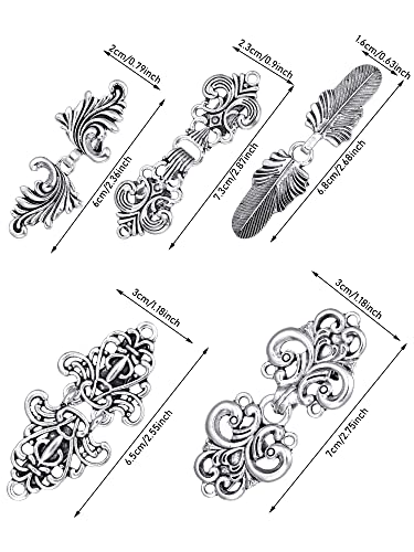 Syhood 5 Pieces Shawl Clips Cloak Clasp Cardigan Sweater Clips Vintage Collar Retro Cloak Brooches and Silver Shawl Pins - style: Novel Style