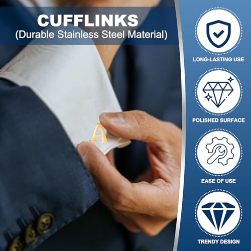 PATIKIL Initial Cufflinks, Classic Alphabet Stainless Steel Men Cuff Links 26 Letters A-Z with Box for Men Father Husband Weddings Gift Business Birthday - style: Letter K