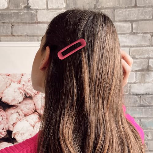 20 PCS Small Rectangle Hair Barrettes For Women Non Slips Snap Clips For Thin Fine Hair,Matte Pink,1.97 x 0.55Inch - color: Matte Pink