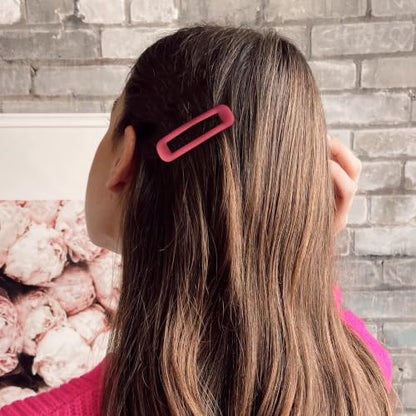 20 PCS Small Rectangle Hair Barrettes For Women Non Slips Snap Clips For Thin Fine Hair,Matte Pink,1.97 x 0.55Inch - color: Matte Pink
