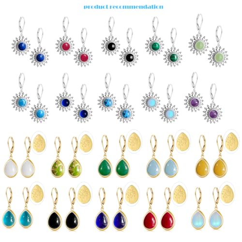 Natural Waterdrop Stone Drop Earrings,Gold Plated Real Genuine Teardrop Crystal Quartz Gemstone Pin Hoop Earrings Hooks Statement Dangle Dangling Earrings for Women Her - color: A04_White Agate