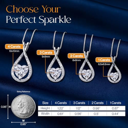 Infinity Heart Moissanite Necklace for Women, 1-4 CT | 925 sterling silver pendant, moissanite heart necklace, wife pendant, girlfriend necklace, anniversary jewelry for women - style: 1CT