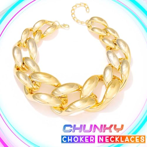CLOACE Chunky Choker Necklace Gold Cuban Link Necklaces Chain Fashion Jewelry for Women - color: G-A