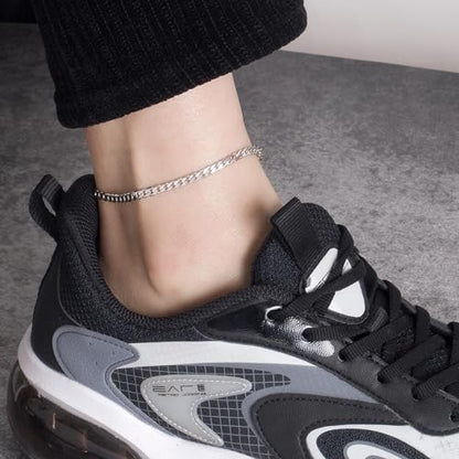 Dankadi 925 Sterling Silver Anklets Bracelet Women/Men Waterproof Simple Durable Chopin Chain/Cuban Link/Figaro/Box/Twist Rope Chain For Beach Foot Jewelry Gift - color: 4MM Blade Chain, size: 30cm