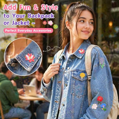 Giegxin 40 Pcs Flower Enamel Pins for Backpacks Floral Lapel Pins Bulk Cute Wildflower Rose Spring Sunflower Tulip Lily Hydrangeas Brooch for Women Mothers Teachers Nurse Gifts - style: Floral