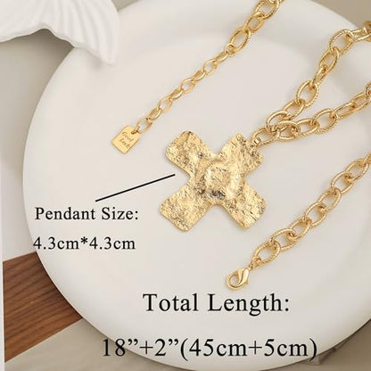 SOFYBJA Saint Benedict Necklace Drop 18K Gold Toggle Medallion Coin Cross Pendant Necklaces Religious Jewelry Catholic Gift for Women - color: Gold Cross Necklace