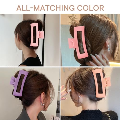 MINMUNJIU 4 Pack Extra Large Matte Non-Slip Jumbo Claw Clips for Long Curly Hair - Hair Accessories for Women and Girls - color: Style 4