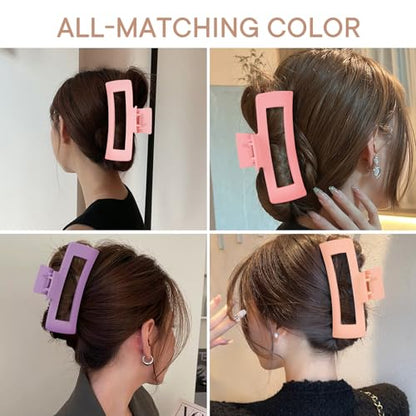 MINMUNJIU 4 Pack Extra Large Matte Non-Slip Jumbo Claw Clips for Long Curly Hair - Hair Accessories for Women and Girls - color: Style 4