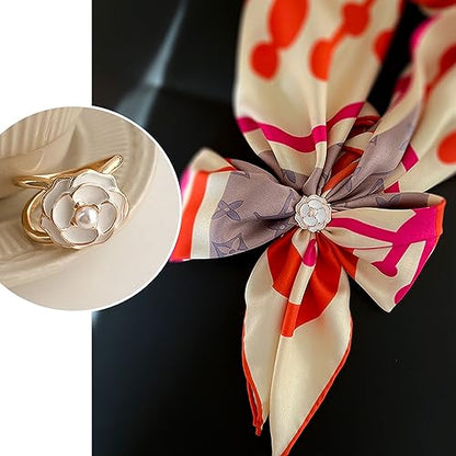 Scarf Rings Buckle And Slides For Women Scarves Pin Tshirt Ties Clip For The Side 3CP - color: V-shaped pearl silk scarf buckle