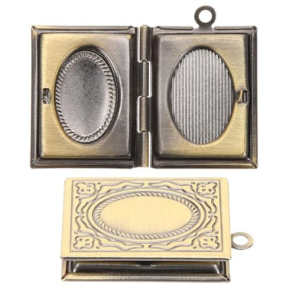 LIFKOME Vintage Book Locket Photo Pendant 2 Pcs Picture Locket Charms for Necklace Bracelet Jewelry Making Mini Photo Frame Ornament 0.86 X 0.70 X 0.19 in