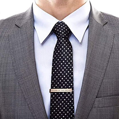 Father of the Bride and Groom Gifts - Wedding Tie Clips for Groomsmen From the Bride - Stainless Steel Tie Bars - color: Father of the Groom-Rose Gold