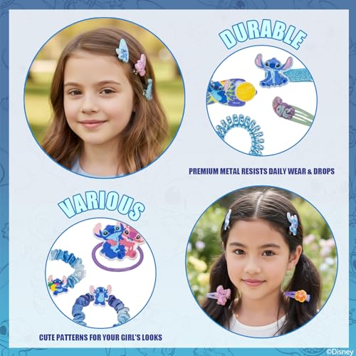 Stitch Hair Accessories Set with Hair Clips, Bows & Scrunchies - color: Disney Stitch