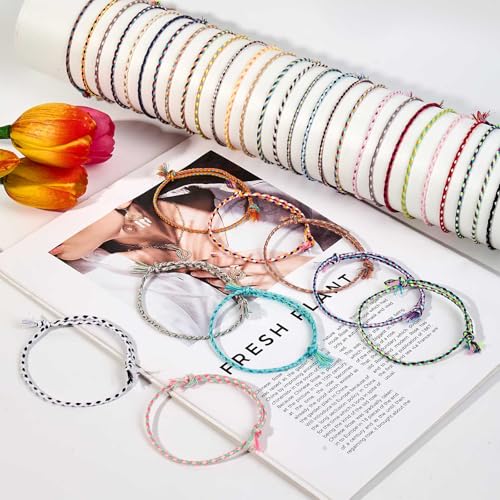 37/52 Pieces Woven Wrap Friendship Bracelets, Handmade Braided Colorful Adjustable Beaded String Bracelet, Boho Friendship Anklets Bracelets for Women, Birthday Gifts Party Presents. - style: Classic -37 pcs