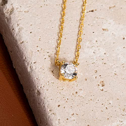 S.Leaf 18K Gold Plated Cubic Zirconia Choker Necklace for Women 925 Sterling Silver Layered Coin Moon Star Heart Circle Crystal Lariat Pendant Necklaces Gifts for Women Trendy - color: Round_Gold