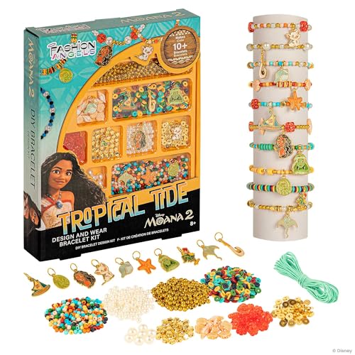 Fashion Angels Disney Moana 2 Tropical Tide Jewelry Design Kit | Includes Assorted Beads & Charms, Makes 10+ Nautical Bracelets, Fun Craft for Kids Ages 8+ - size: Moana 2 Tropical Tide Jewelry Kit