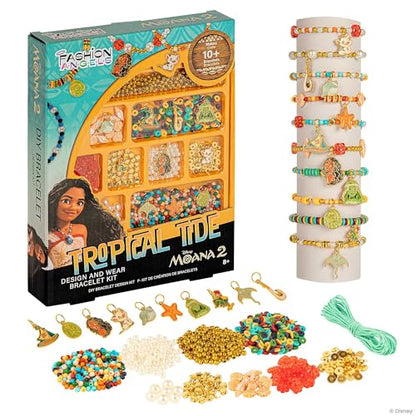Fashion Angels Disney Moana 2 Tropical Tide Jewelry Design Kit | Includes Assorted Beads & Charms, Makes 10+ Nautical Bracelets, Fun Craft for Kids Ages 8+ - size: Moana 2 Tropical Tide Jewelry Kit