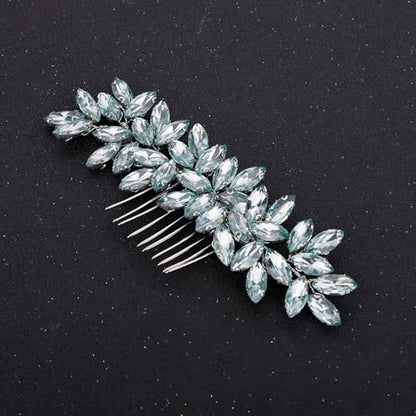 Teyglen Wedding Crystal Hair Comb Full Mint Blue Rhinestone Hair Comb Sparkly Hair Accessories for Bride Crystal Hair Piece for Women Girls - color: Mint Green