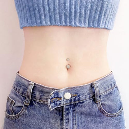 Belly Button Rings Stainless Steel 14G CZ Opal Navel Rings Barbells Women Girls Belly Piercing Jewelry - color: Rose Gold Color-Style A-5 PCS