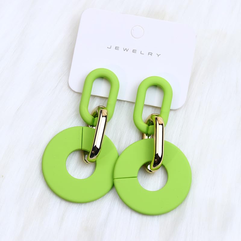 Acrylic Hoop Earrings Long Chain Earrings Minimalist Geometric Dangle Earrings Statement Drop Earrings for Women Girls - color: green
