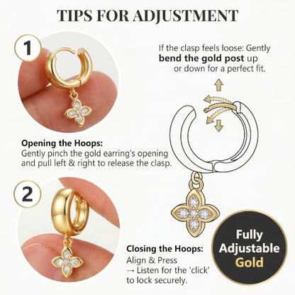 Gold Dangle Earrings for Women, 14K Gold Plated Chunky Hoop Earrings with Charms Cubic Zirconia Drop Earrings Statement Jewelry for Women - color: Gold E