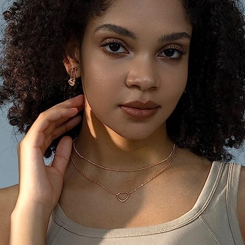 Layered Necklaces for Women - 14K Dainty Gold Plated Layering Chokers Necklaces Set Multilayer Delicate Necklace Trendy Adjustable Long Layered Necklaces for Women - style: 19 Heart Necklace