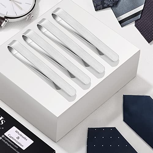 2.2/2.5 Inch Tie Clips for Men in Gift Box, Tie Bar Clip Set for Mens Regular Tie or Traditional Tie, Birthday Anniversary Christmas Gift - size: 2.2 Inch, style: 4PCS-Silver Brushed