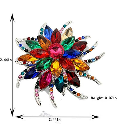seven wolves Women's Austrian Crystal Brooch Wedding Flower Leaf Bouquet Brooch - color: 2-Black Multicolor