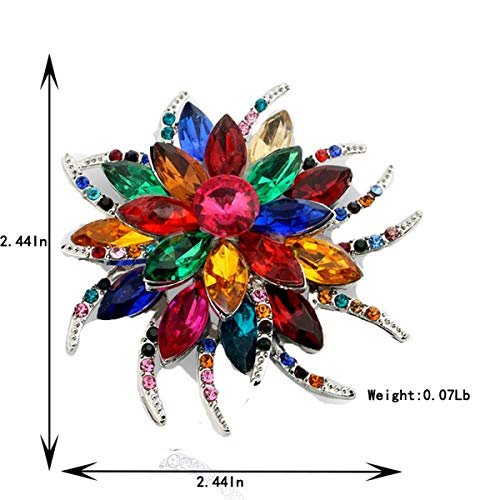 seven wolves Women's Austrian Crystal Brooch Wedding Flower Leaf Bouquet Brooch - color: 2-Red Multicolor