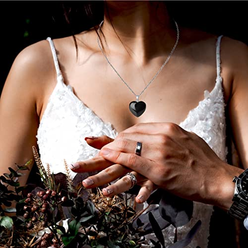 QINJIEJIE Black Obsidian Necklace Healing Crystal Necklace Heart Pendants | Black Heart Obsidian Jewelry Love Real Reiki Energy for Women Mothers Day Gift Christmas Heart Crystal Necklace for Women - color: Black Obsidian