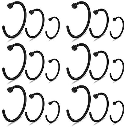 6-18pcs 18 Gauge Stainless Steel Body Jewelry Piercing Earrings Lip Nose Hoop Ring Unisex 6mm 8mm 10mm - color: 18PCS - Black