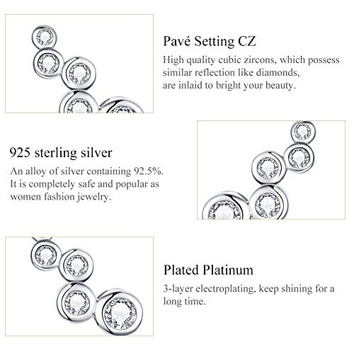 Elegant Round-Cut Crystal Stud Earrings 925 Sterling Silver Simulated Diamond Fashion Cute Climber Wedding Earring Studs Christmas Jewelry Gifts Hypoallergenic for Sensitive Ears