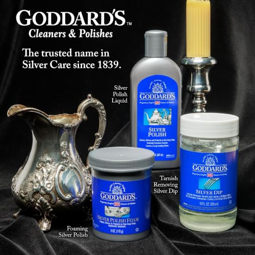 Goddard's Silver Cleaner Dip, Tarnish Remover, Silver Polish, 10 oz, 3 Pack | Instantly Removes Tarnish with No Scrubbing, Ideal for Silverware, Sterling Silver Jewelry & Intricate Filigree - size: 10 Fl Oz (Pack of 3)