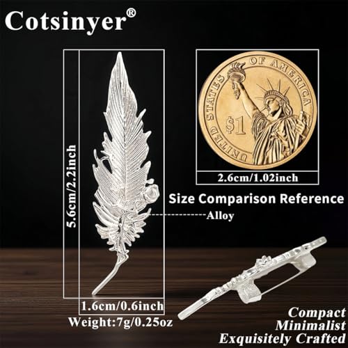 Small Rose Flower Feather Brooch Pin, Lapel Pin Men Women Suit | Classic Simple Metal Jewelry, Collar Shirt Clothes Blazer Coat Jacket Vest Hat Dress, Wedding Boutonniere, Velvet Pouch & Box - color: Silver