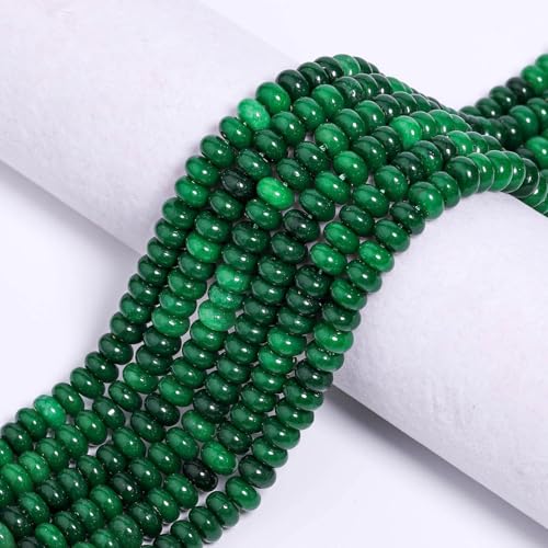 Songxi 5x8mm Natural Canada Green Stone Rondelle Beads, 75PCS Spacer Round Loose Abacus Beads for Jewelry Making, Gemstone for Bracelet Necklace Earrings, Arts and Crafts - color: Canada Green