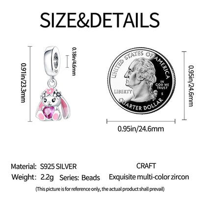 HappyStar 925 Sterling Silver Animal Dogs Charms Pendants fit Pandora Bracelets Necklaces Flowers Sports Travel Charms for Bracelets Women Jrwelry Gifts(with one Spacer Bead Charms) - style: 2-Flower Rabbit Charms