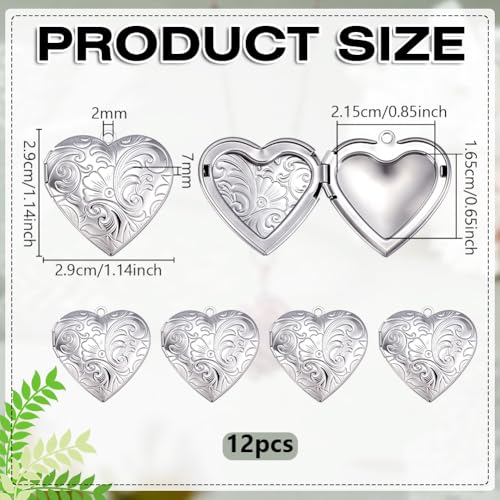 PH PandaHall 12pcs Heart Locket Charms, 316 Stainless Steel Photo Frame Charms Emboss Memory Pendant for Necklace Wedding Bouquet Pet Mother's Day Gift Decoration - style: Wave
