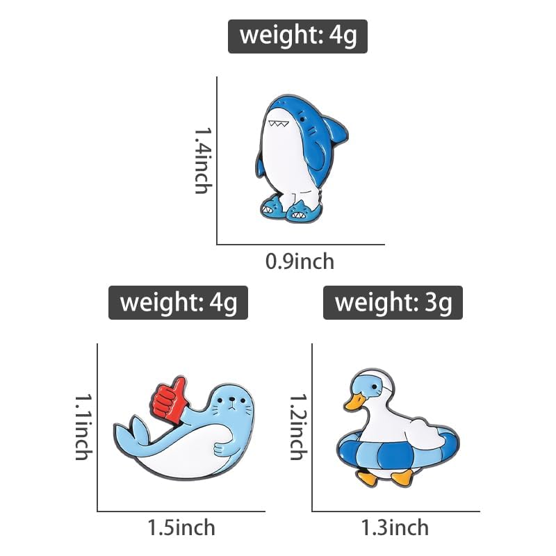 Cartoon Animal Enamel Brooch Set Cute Butterfly Duck Cat Lapel Pins for Backpacks Jacket Decoration Gifts for Friends - style: Marine Animals