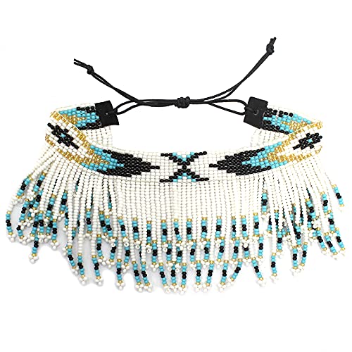 Handmade Beaded Foot Anklet Bohemian for Women Native Southwest Colors Ankle Bracelet - color: White