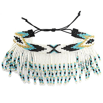 Handmade Beaded Foot Anklet Bohemian for Women Native Southwest Colors Ankle Bracelet - color: White