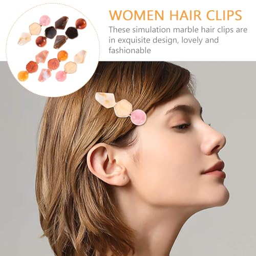 Abaodam 6pcs Geometric Acrylic Marble Hair Clips Set, ’ Snap Barrette Hairpin Accessories for Styling and Daily Wear